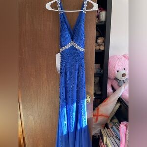 SOLD - Blue Sequin Prom Dress